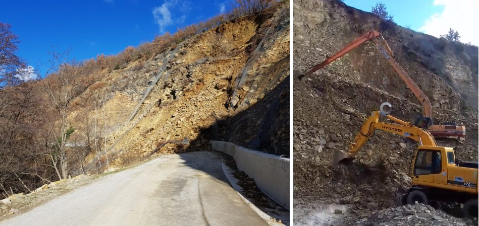 Odron na cesti Knin-Plavno i početak radova na otklanjanju odrona